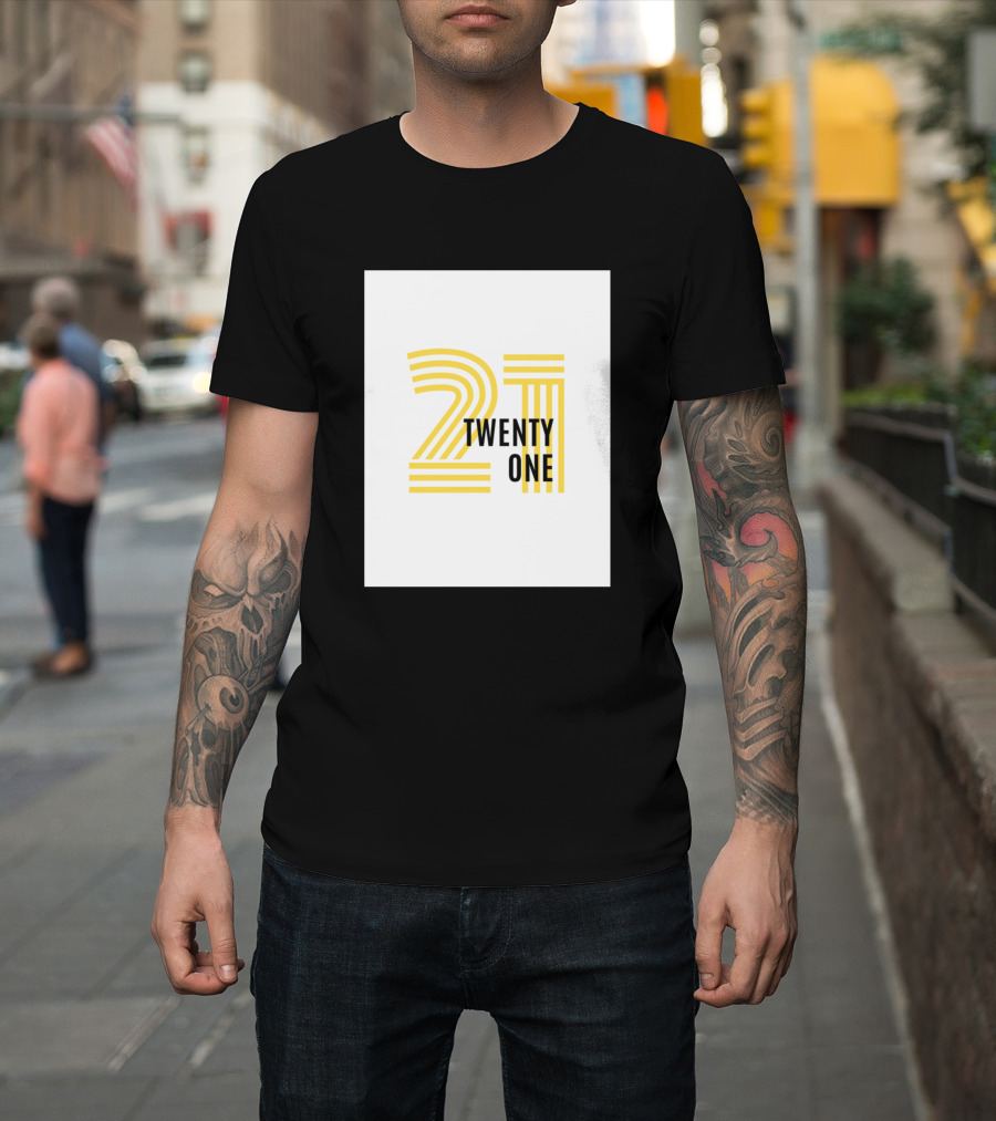 Twenty One 21 Yellow Stripes T-Shirt