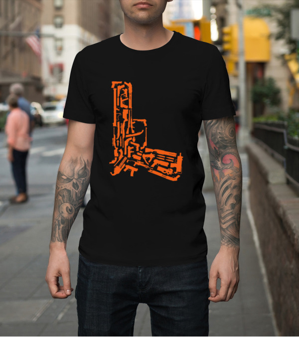 Shirt: Various Weapons Forming Pistol Shape T-Shirt Various Weapons Forming Pistol Shape T-Shirt