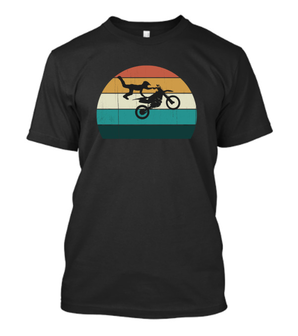 Retro Sunset Biker Vintage Motorsport Motocross Dinosaur T-Shirt