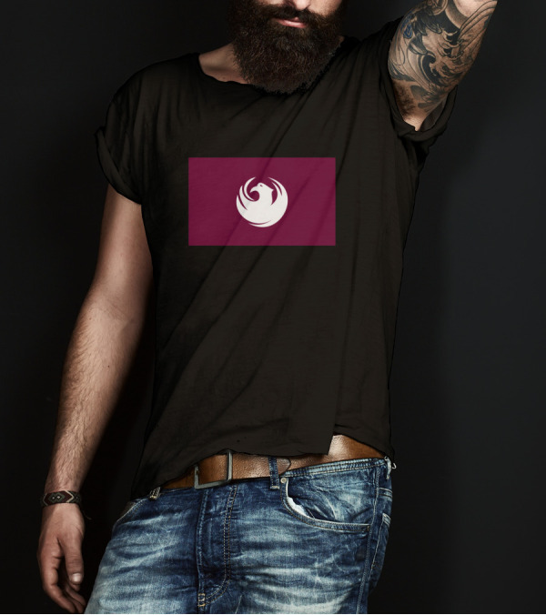 Phoenix City Emblem Circular Symbol Maroon Background T-Shirt