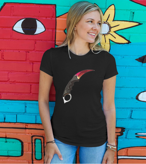 Karambit Fade Skin Counter-Strike Global Offensive Weapon Drawing T-Shirt