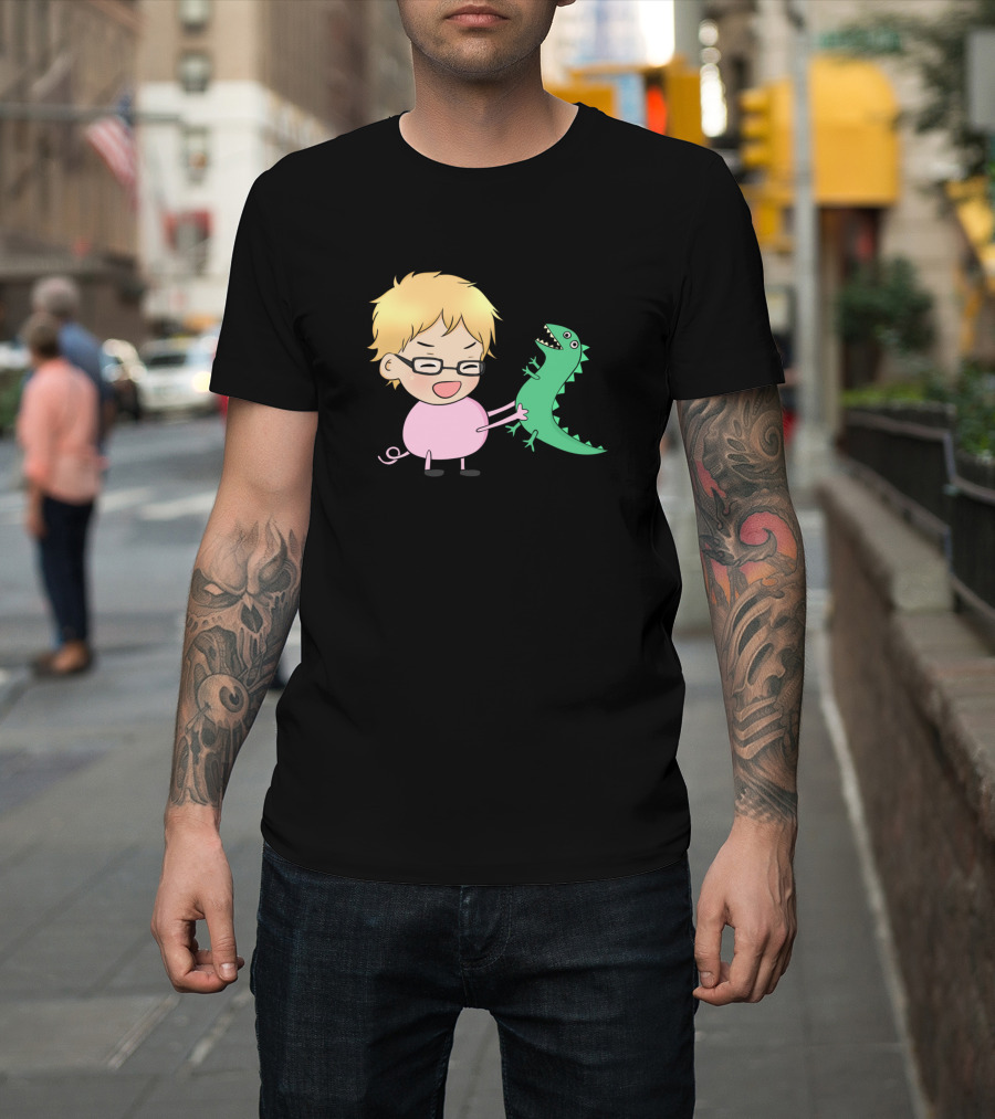 Tsukki with Dinosaur Chibi Character T-Shirt