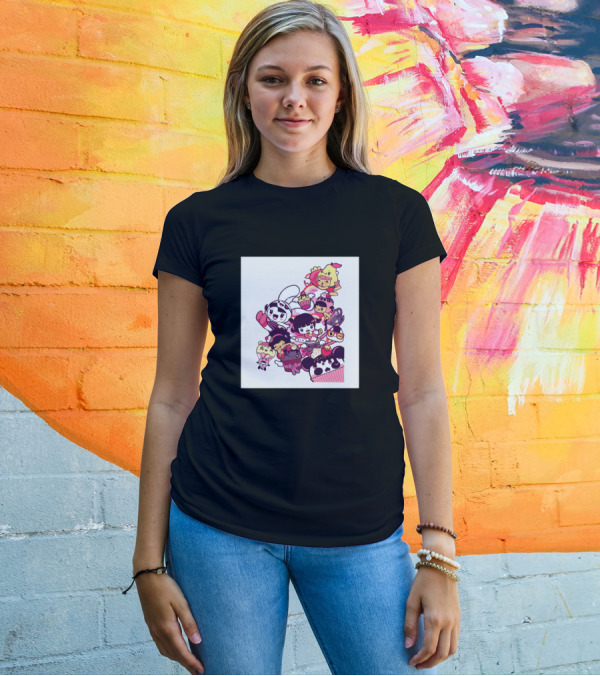 Kawaii Bear Cute Characters Collage With Cakes And Animals T-Shirt