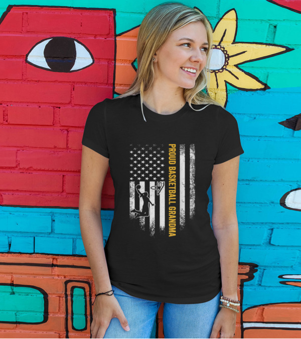 Proud Basketball Grandma American Flag Basketball Player T-Shirt