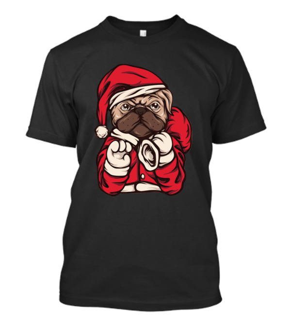 Santa Dog In Red Christmas Hat And Suit T-Shirt