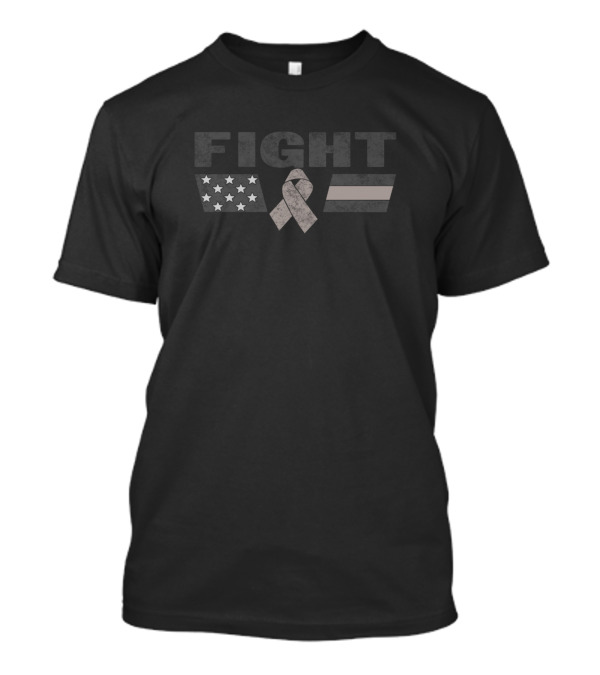 Fight Flag American Brain Cancer Awareness Grey T-Shirt