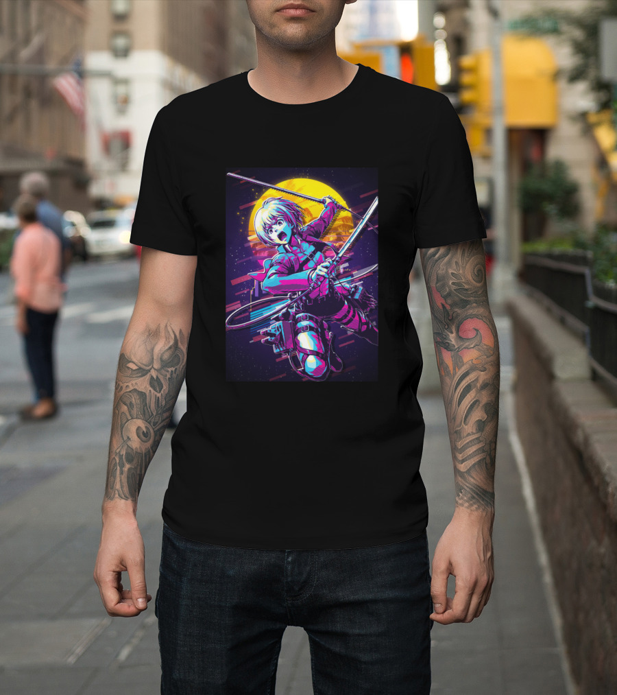 Armin Attack Titan Anime Character Moonlight Neon Jump T-Shirt