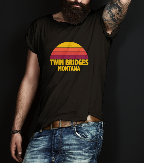 Twin Bridges Montana Vintage Retro Sunset T-Shirt