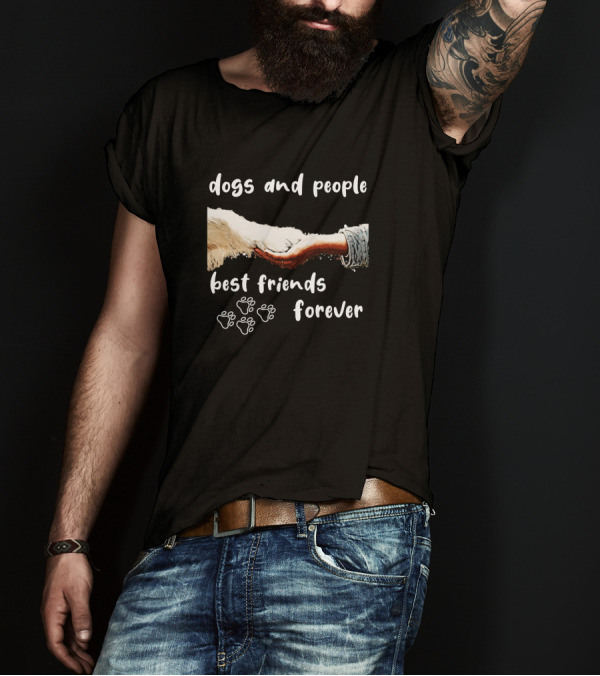 Dogs And People Best Friends Forever Paws And Hand T-Shirt