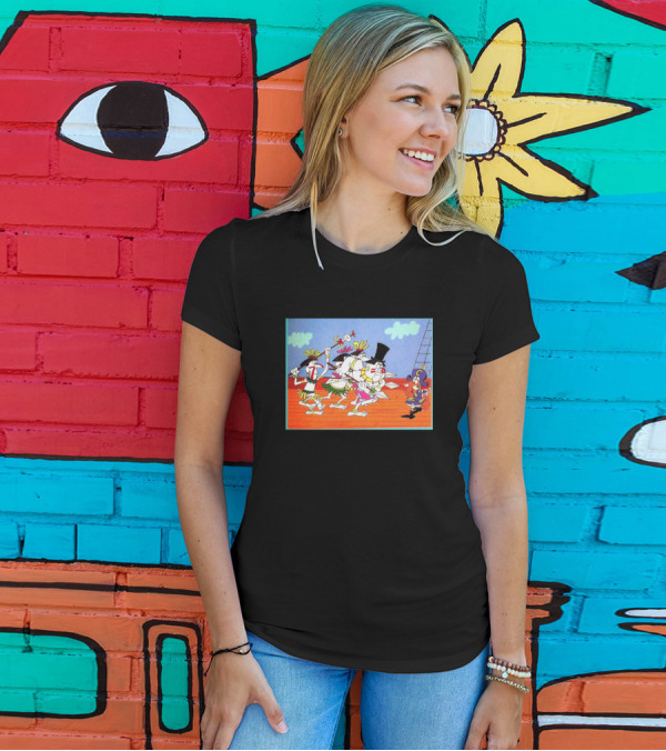 Piggy Girl Dancing On Deck With Fancy Ducks T-Shirt