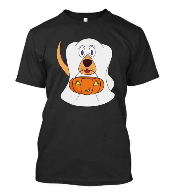 Trick Or Treat Dog Ghost With Pumpkin Basket T-Shirt