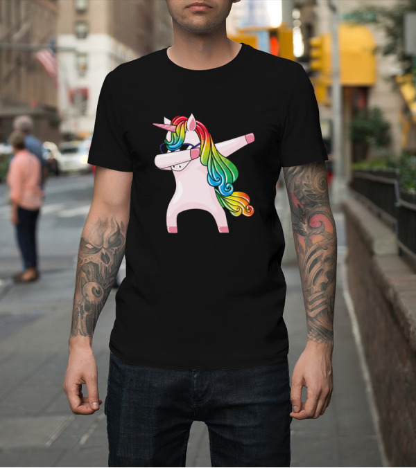 Shirt: Rainbow Dabbing Unicorn in Sunglasses Dab Pose T-Shirt Rainbow Dabbing Unicorn in Sunglasses Dab Pose T-Shirt