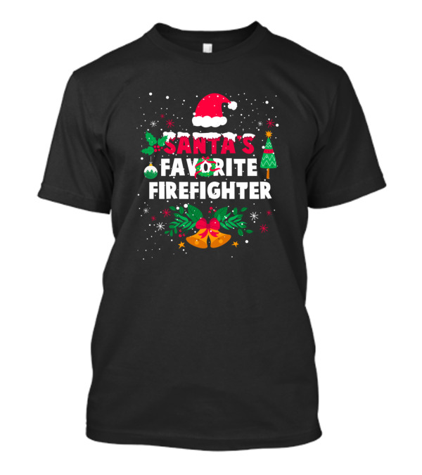 Santa's Favorite Firefighter Christmas Festive T-Shirt