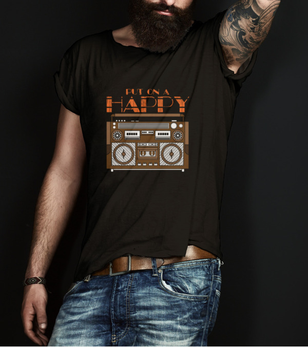 Put On A Happy Song Cassette Boombox T-Shirt
