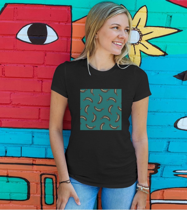 Aesthetic Banana Pattern Green Background T-Shirt