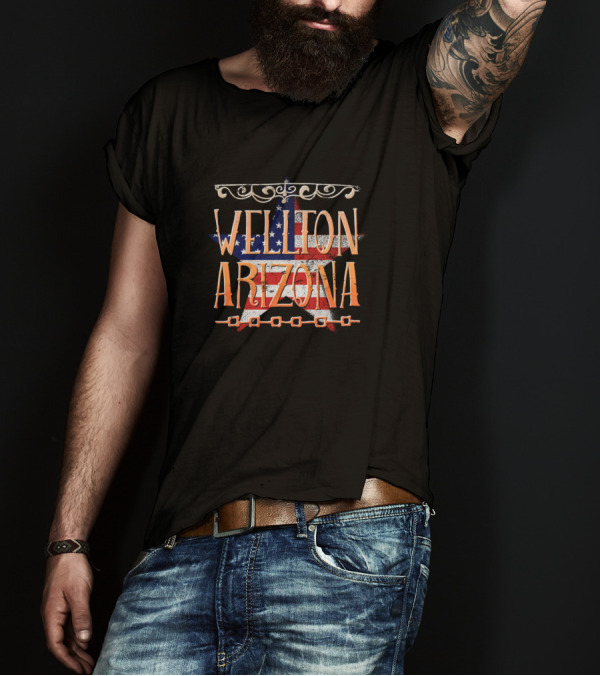 Wellton Arizona Rustic American Flag Star T-Shirt