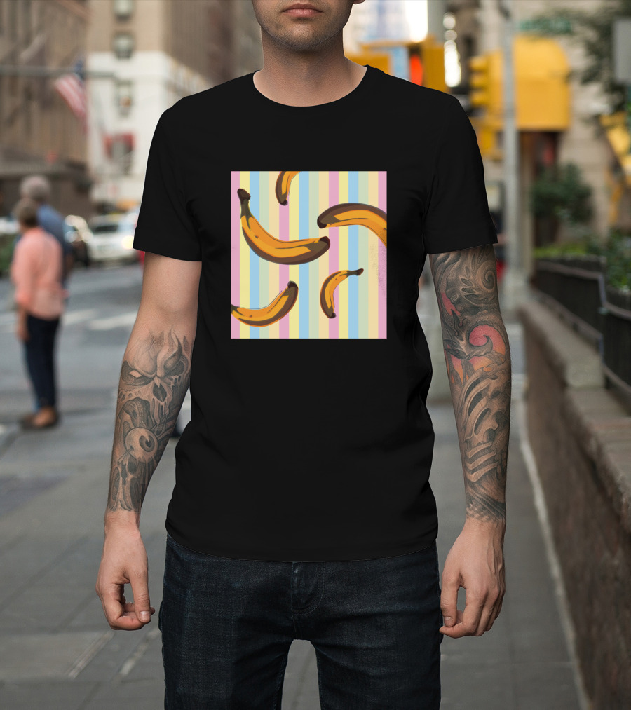 Banana Pop Striped Pastel Vibes T-Shirt