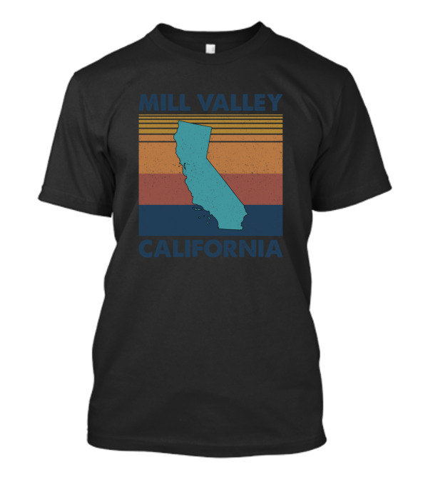 Mill Valley California Vintage Stripes Map T-Shirt