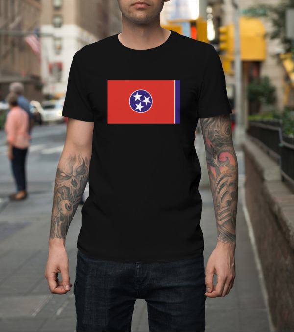 Shirt: Tennessee State Flag Red with Blue Circle and Stars T-Shirt Tennessee State Flag Red with Blue Circle and Stars T-Shirt