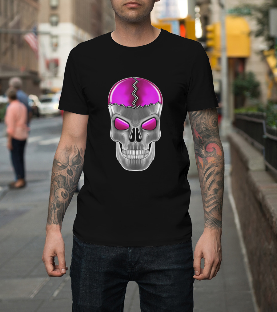 Pink Skull Crack with Transparent Background T-Shirt