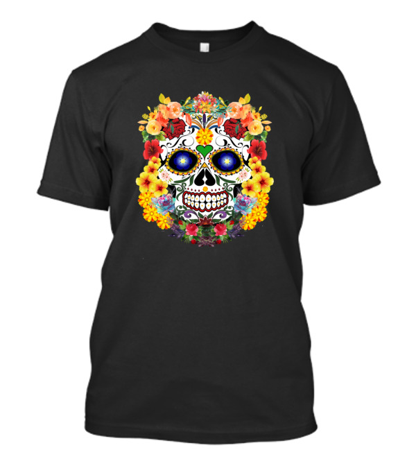 Skull Of Flowers Sugar Skull With Colorful Floral Arrangement T-Shirt