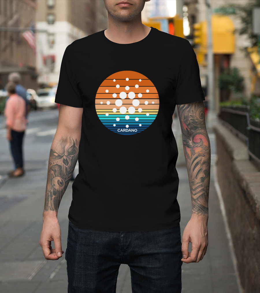 Cardano Ada Cryptocurrency Circle in Modern Sunset Colors T-Shirt