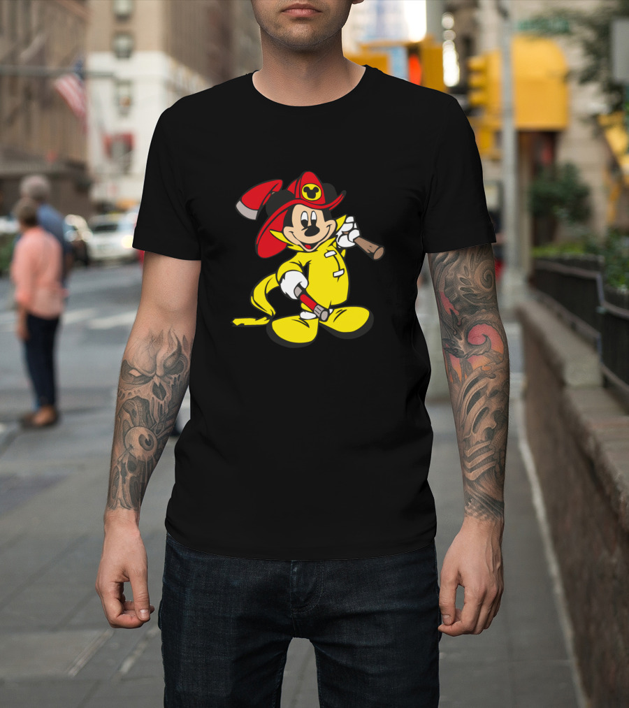 Mickey Mouse Firefighter Mascot T-Shirt