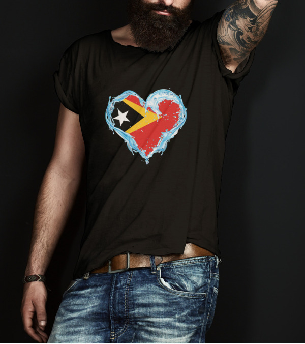 Love Water East Timor Flag Heart T-Shirt