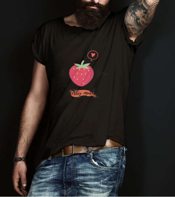 I Love You Berry Much Strawberry Heart Graphics T-Shirt