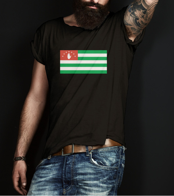 Abkhazia National Flag Green White Stripes Red Canton Hand T-Shirt