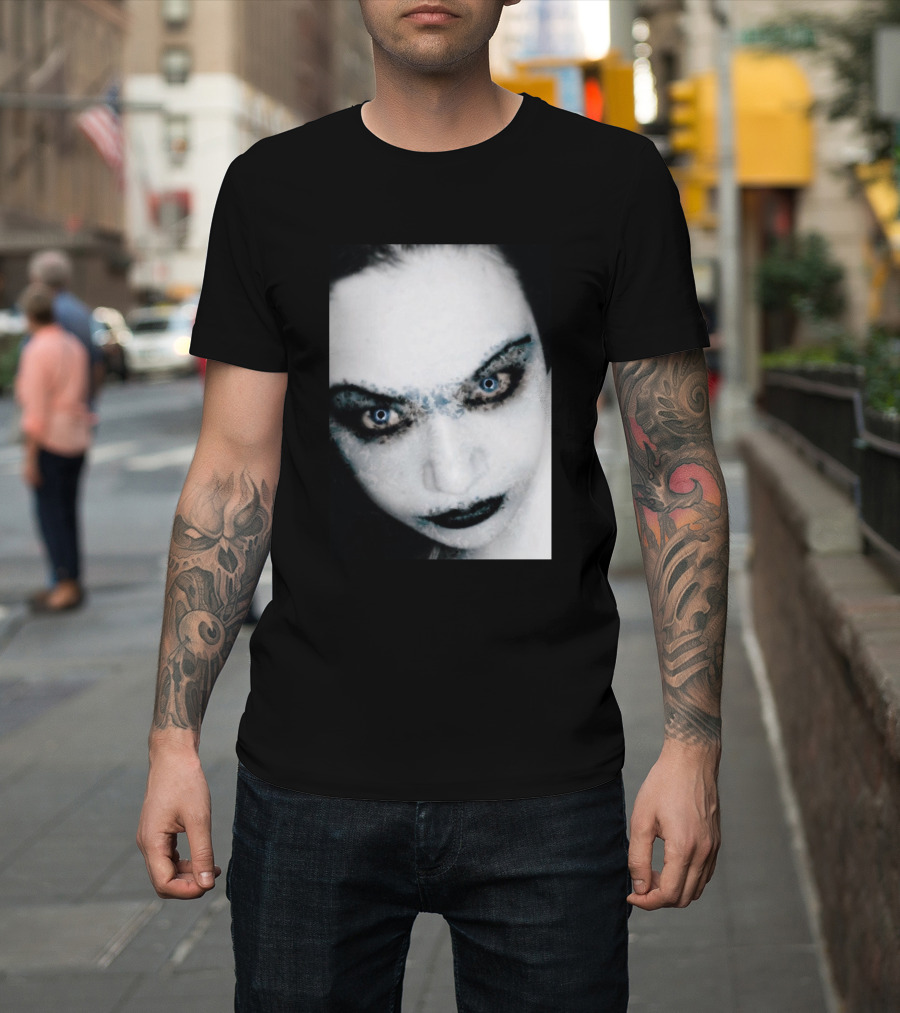 Beautiful Goth Face with Intense Blue Eyes T-Shirt