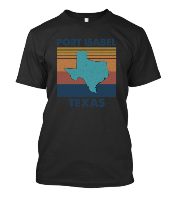 Port Isabel Texas Retro Style Map And Stripes T-Shirt