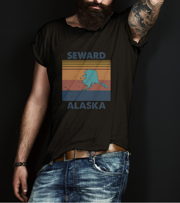 Seward Alaska Vintage Style Map T-Shirt