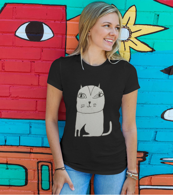 Cat Stare Simple Drawing T-Shirt