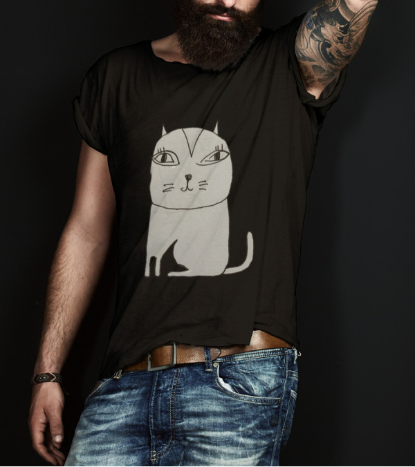 Cat Stare Simple Drawing T-Shirt