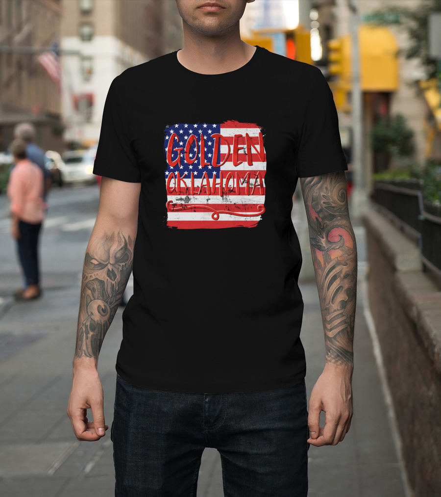 Golden Oklahoma American Flag T-Shirt