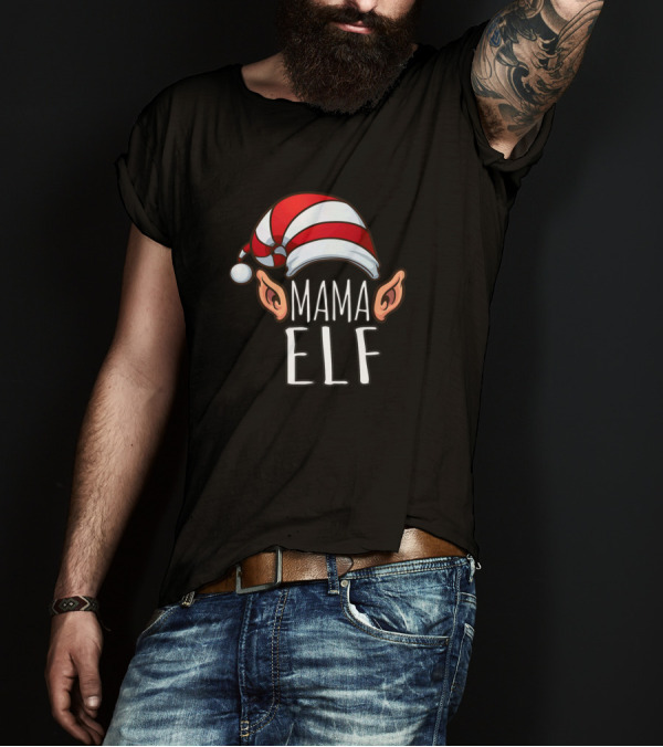 Mama Elf Squad Christmas Matching Family Holiday T-Shirt