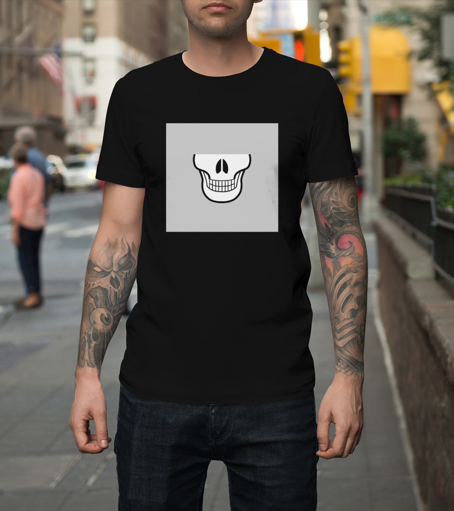 Skull Face Bone Face Monochrome T-Shirt