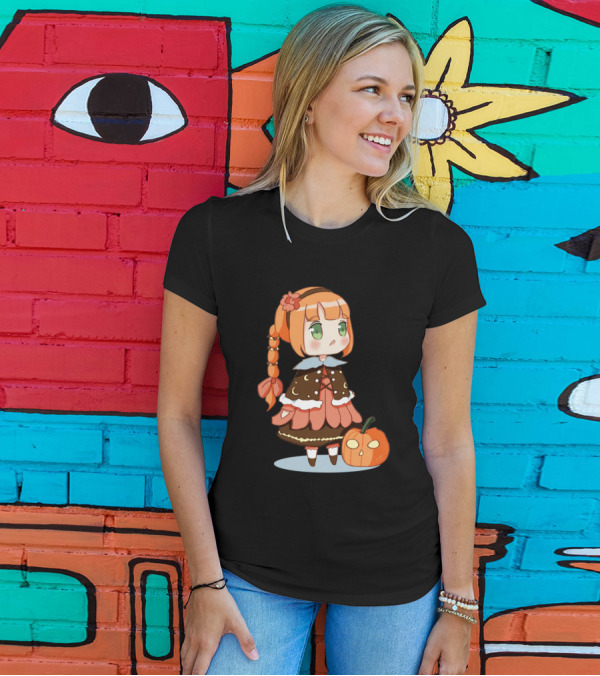 Mayu Chibi Halloween Pumpkin Girl Adorable Costume T-Shirt