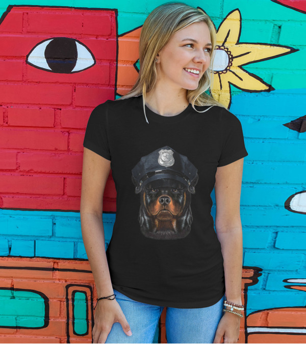 Rottweiler Dog Police Officer Hat Badge 360 T-Shirt