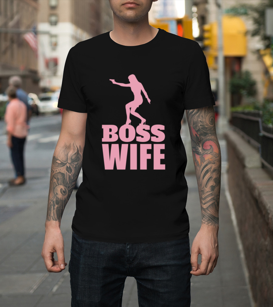 Boss Wife Pink Silhouette Gun T-Shirt