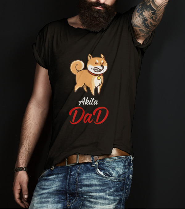 Akita Dad Motorcycle And Dog Biker Labrador T-Shirt