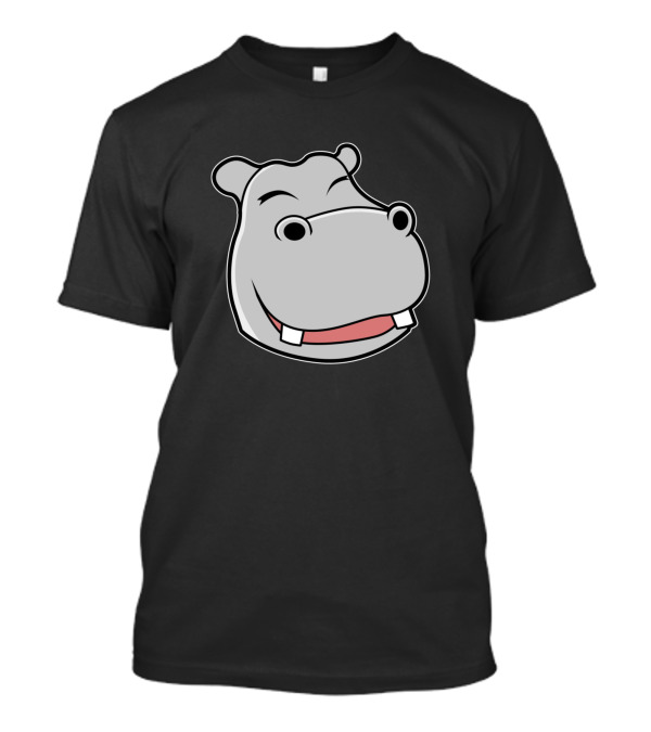 Hippo Head Comic Cute Smiling Cartoon Face T-Shirt