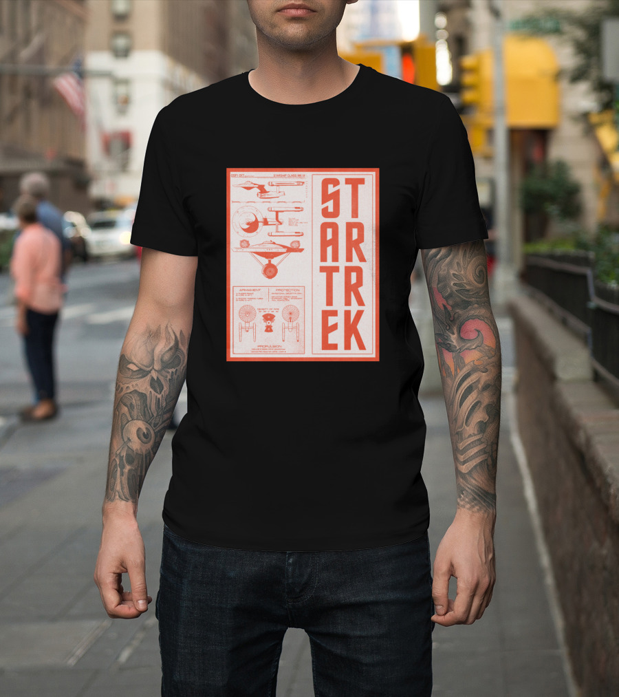 Star Trek Constitution Class MK IX Spaceship Schematic Diagram T-Shirt