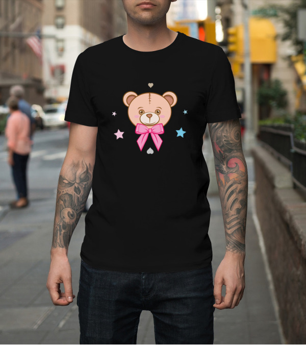 Shirt: Teddy Bear Pink Bow Hearts and Stars T-Shirt Teddy Bear Pink Bow Hearts and Stars T-Shirt