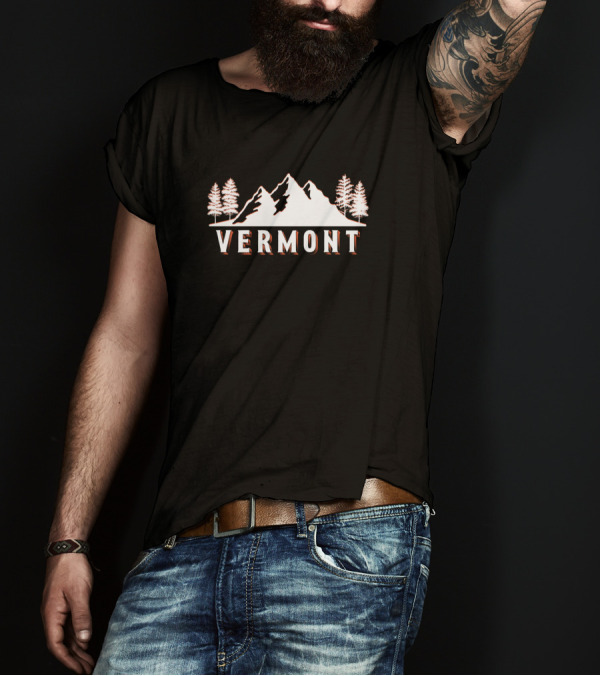 Vermont Mountain Trees Retro Vintage USA T-Shirt