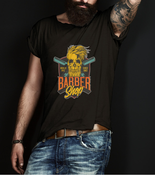Barber Shop Skull BRKLN NYC Since 1983 T-Shirt