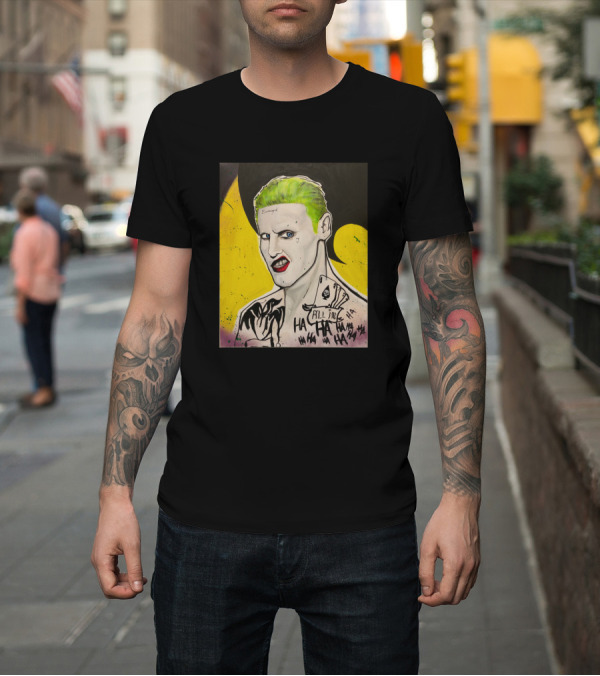 Shirt: Jared Leto Joker All In Playing Cards Ha Ha Ha Damaged Bat T-Shirt Jared Leto Joker All In Playing Cards Ha Ha Ha Damaged Bat T-Shirt