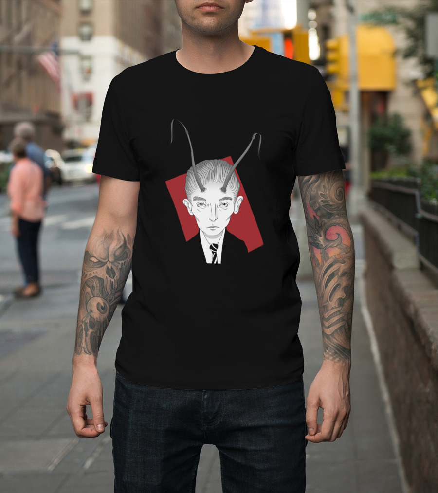 Franz Kafka Metamorphosis Illustrated with Insect Antennae T-Shirt