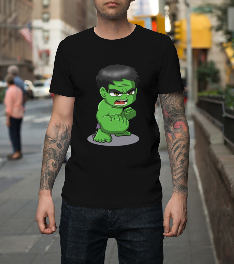 Cute Lovely Chibi Hulk Fun Happy Fighter T-Shirt